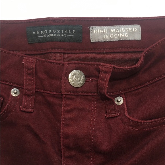 Aeropostale Maroon High Waisted Jeggings - Picture 6 of 7